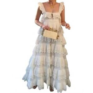 NEW LACE THE LABEL tiered maxi dress in white